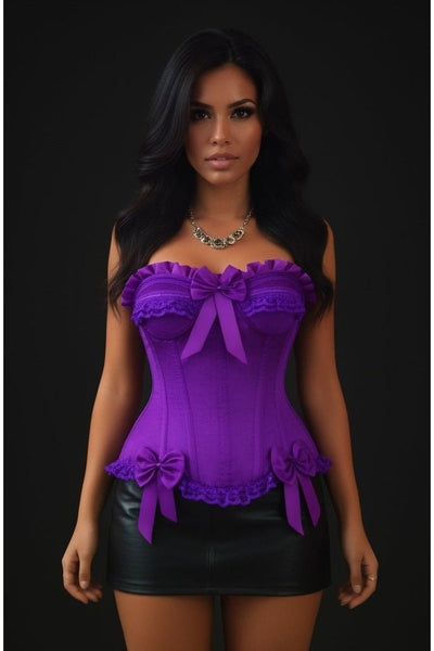 Top Drawer Purple Satin Steel Boned Burlesque Corset - Daisy Corsets