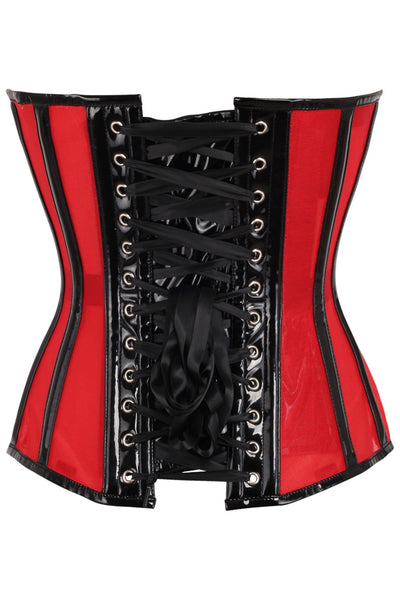 Top Drawer Red Mesh Net w/Patent Steel Boned Overbust Corset - Daisy Corsets