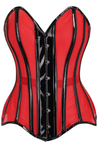 Top Drawer Red Mesh Net w/Patent Steel Boned Overbust Corset - Daisy Corsets