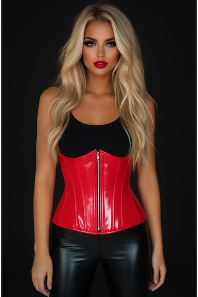 Top Drawer Red Patent PVC Steel Boned Under Bust Corset - Daisy Corsets