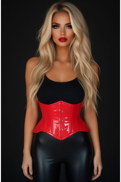 Top Drawer Red Patent Steel Boned Mini Cincher Under Bust Corset - Daisy Corsets