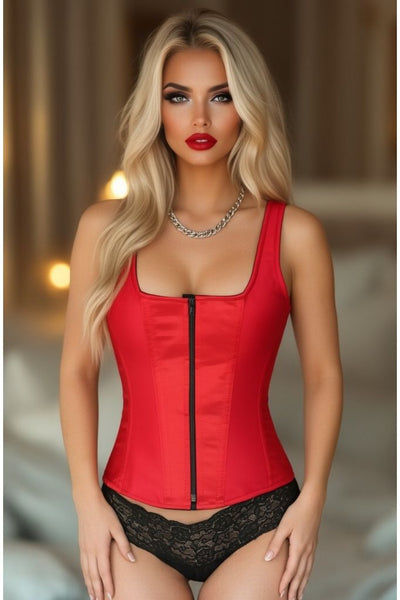Top Drawer Red Satin Steel Boned Corset w/Straps - Daisy Corsets