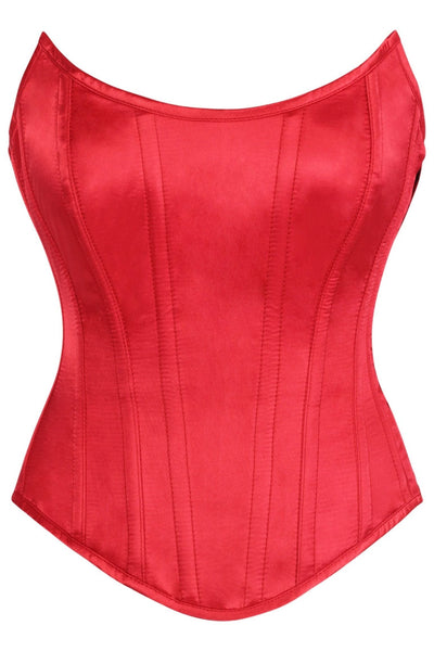 Top Drawer Red Satin Steel Boned Overbust Corset w/Side Zipper - Daisy Corsets