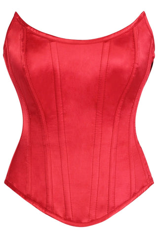Top Drawer Red Satin Steel Boned Overbust Corset w/Side Zipper - Daisy Corsets
