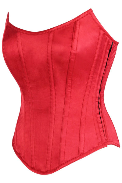 Top Drawer Red Satin Steel Boned Overbust Corset w/Side Zipper - Daisy Corsets