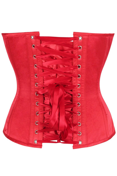 Top Drawer Red Satin Steel Boned Overbust Corset w/Side Zipper - Daisy Corsets