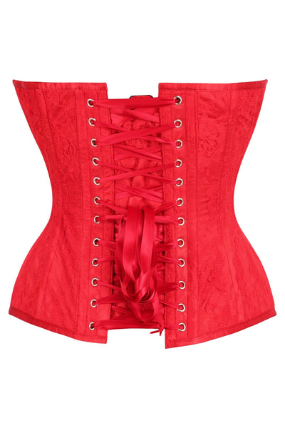Top Drawer Red Satin w/Red Lace Overlay Steel Boned Overbust Corset - Daisy Corsets