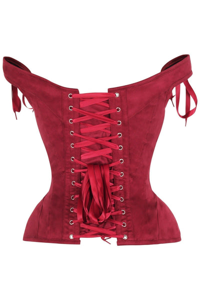 Top Drawer Red Suede Steel Boned Corset w/Straps - Daisy Corsets