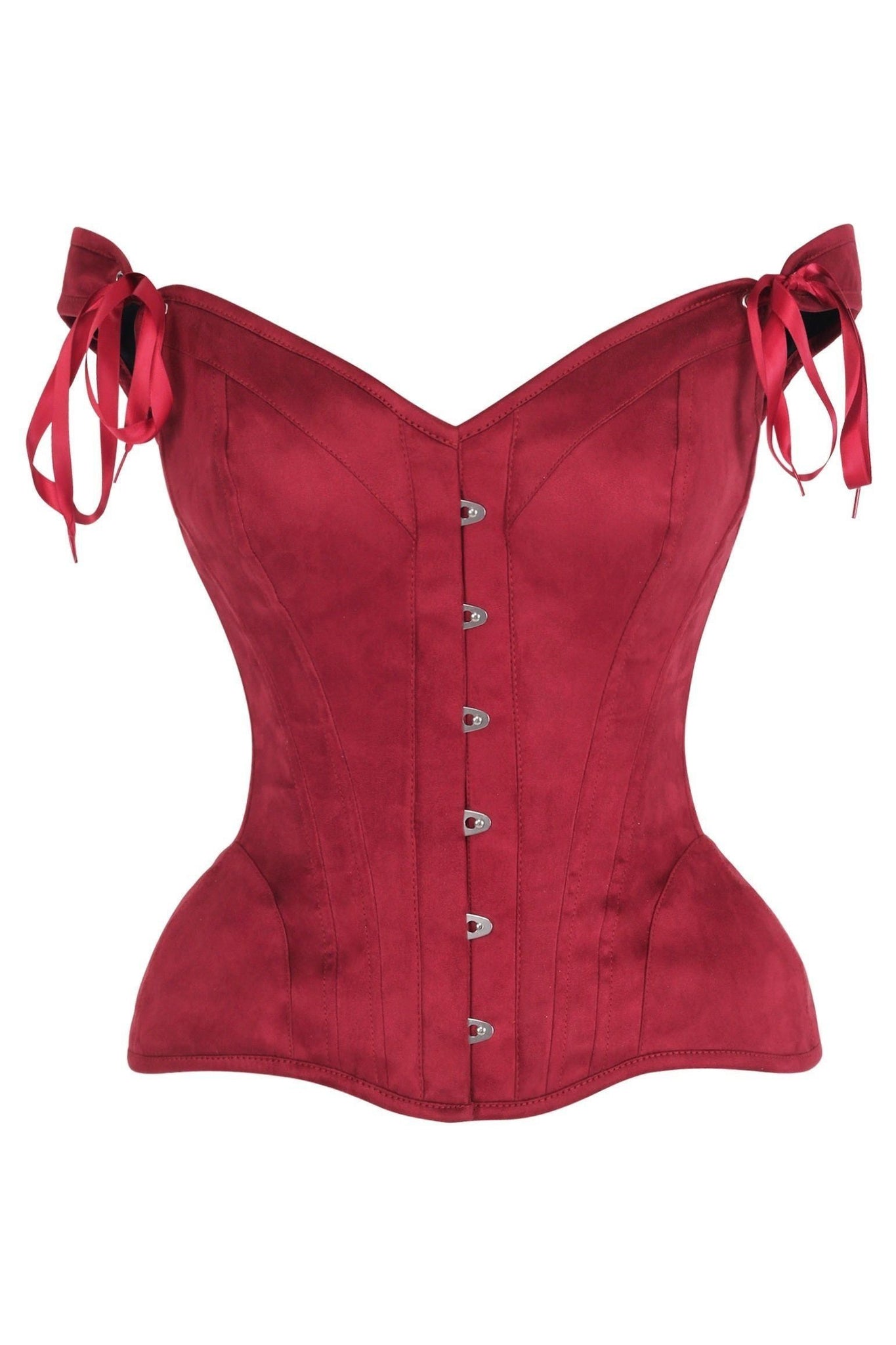 Top Drawer Red Suede Steel Boned Corset w/Straps - Daisy Corsets
