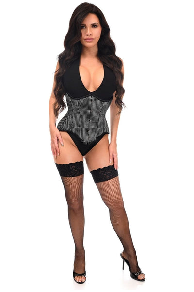 Top Drawer Rhinestone Double Steel Boned Underbust Waist Cincher Corset - Daisy Corsets