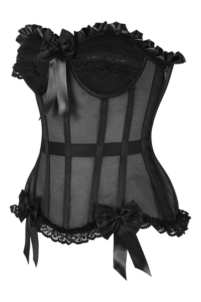 Top Drawer Steel Boned Black Mesh Underwire Bustier Corset - Daisy Corsets