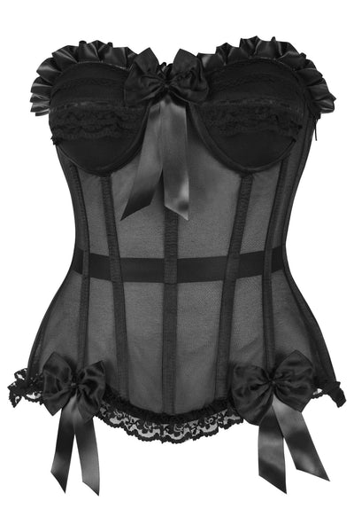 Top Drawer Steel Boned Black Mesh Underwire Bustier Corset - Daisy Corsets