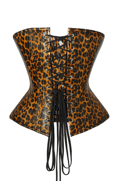 Top Drawer Steel Boned Cheetah Print PVC Curvy Cut Overbust Corset - Daisy Corsets