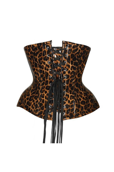 Top Drawer Steel Boned Cheetah Print PVC Curvy Cut Underbust Corset - Daisy Corsets