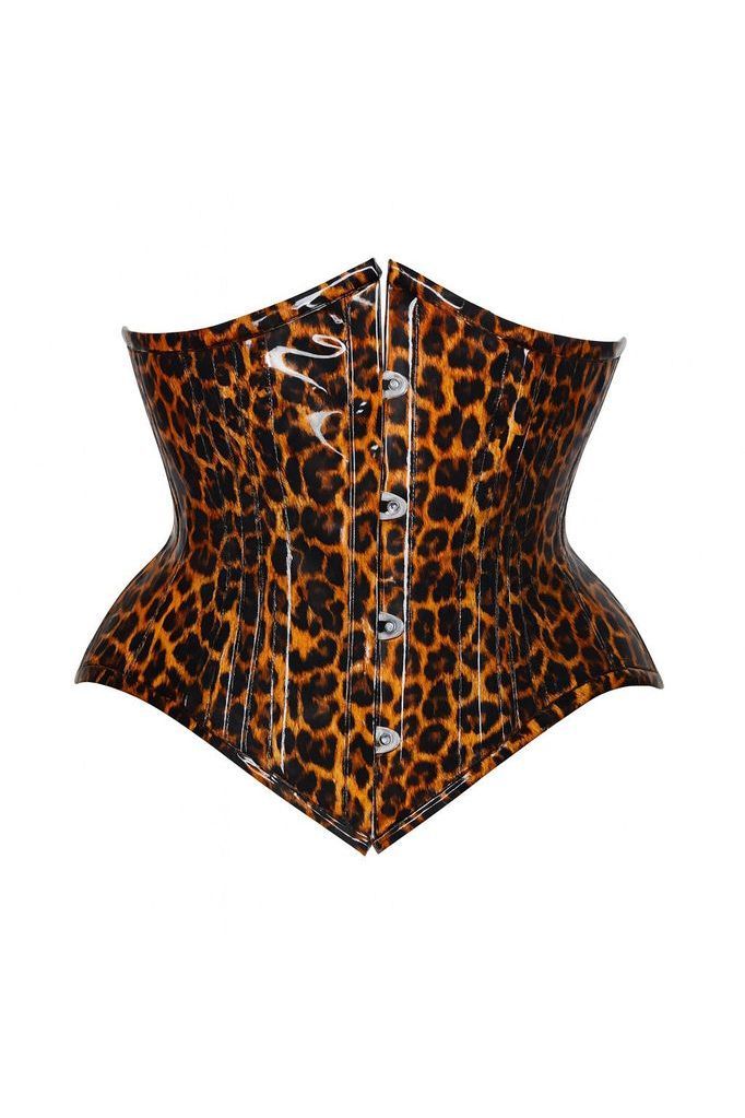 Top Drawer Steel Boned Cheetah Print PVC Curvy Cut Underbust Corset - Daisy Corsets