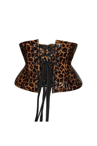 Top Drawer Steel Boned Cheetah Print PVC Mini Cincher Underbust Corset - Daisy Corsets