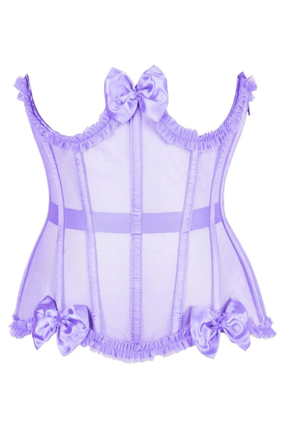 Top Drawer Steel Boned Lavender Mesh Underwire Burlesque Underbust Corset Cincher - Daisy Corsets