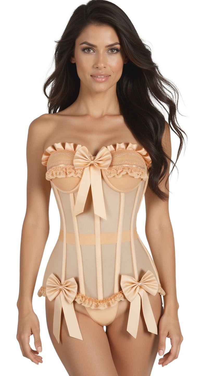 Daisy Corsets Top Drawer Steel Boned Nude Mesh Underwire Bustier Corset