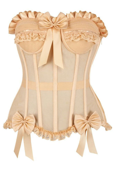 Top Drawer Steel Boned Nude Mesh Underwire Bustier Corset - Daisy Corsets