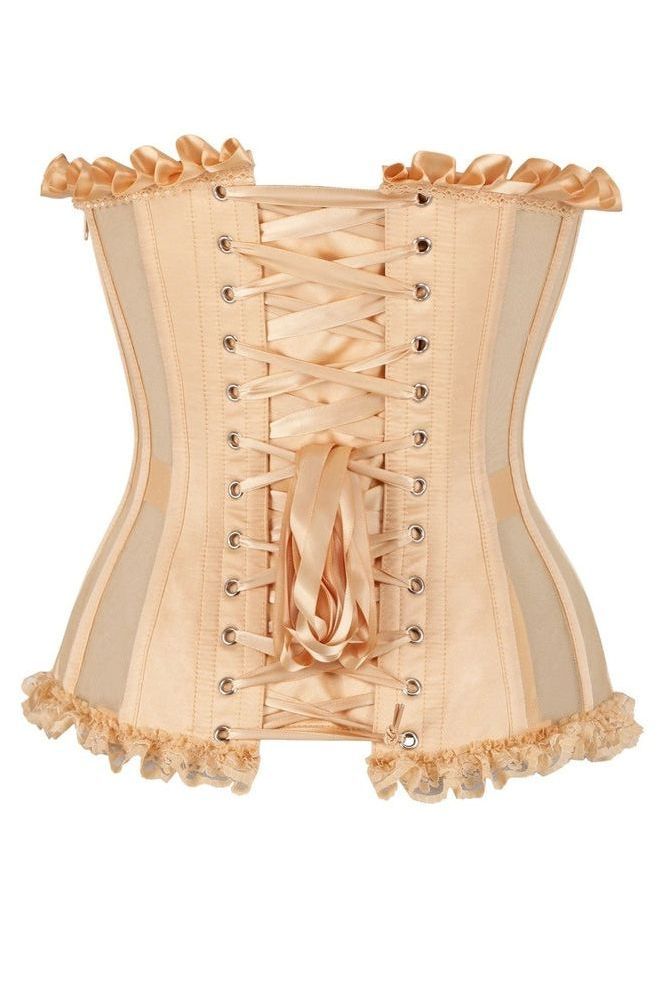 Daisy Corsets Top Drawer Steel Boned Nude Mesh Underwire Bustier Corset