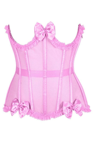 Top Drawer Steel Boned Pink Mesh Underwire Burlesque Underbust Corset Cincher - Daisy Corsets
