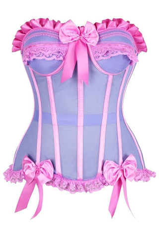 Top Drawer Steel Boned Purple/Pink Mesh Underwire Bustier Corset - Daisy Corsets