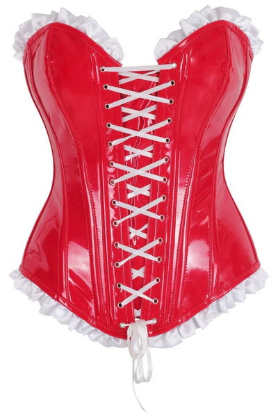 Top Drawer Steel Boned Red Vinyl PVC Patent Lace - Up Corset Top - Daisy Corsets
