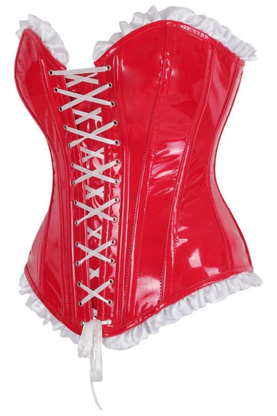 Top Drawer Steel Boned Red Vinyl PVC Patent Lace - Up Corset Top - Daisy Corsets