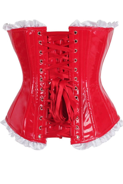 Top Drawer Steel Boned Red Vinyl PVC Patent Lace - Up Corset Top - Daisy Corsets