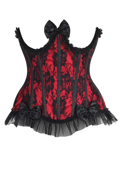 Top Drawer Steel Boned Red/Black Lace Underwire Burlesque Underbust Corset Cincher - Daisy Corsets
