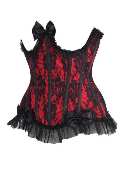 Top Drawer Steel Boned Red/Black Lace Underwire Burlesque Underbust Corset Cincher - Daisy Corsets
