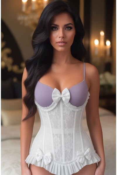 Top Drawer Steel Boned White Lace Underwire Burlesque Underbust Corset Cincher - Daisy Corsets