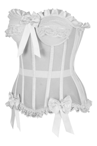 Top Drawer Steel Boned White Mesh Underwire Bustier Corset - Daisy Corsets