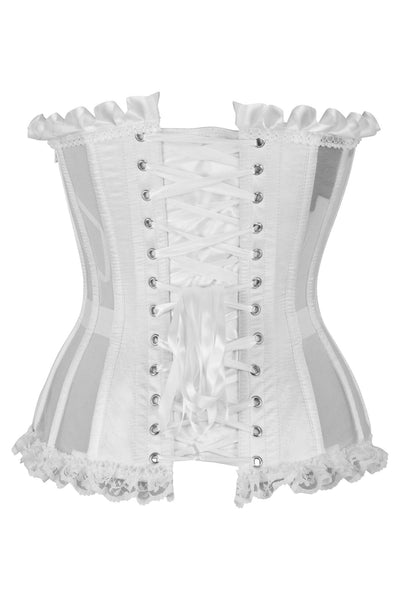 Top Drawer Steel Boned White Mesh Underwire Bustier Corset - Daisy Corsets