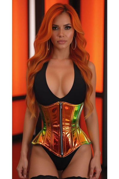 Top Drawer Sunset Holo Double Steel Boned Underbust Waist Cincher Corset - Daisy Corsets