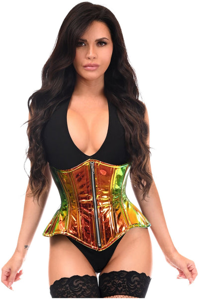 Top Drawer Sunset Holo Double Steel Boned Underbust Waist Cincher Corset - Daisy Corsets