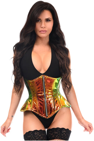 Top Drawer Sunset Holo Double Steel Boned Underbust Waist Cincher Corset - Daisy Corsets