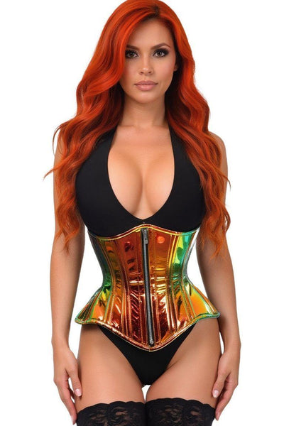 Top Drawer Sunset Holo Double Steel Boned Underbust Waist Cincher Corset - Daisy Corsets