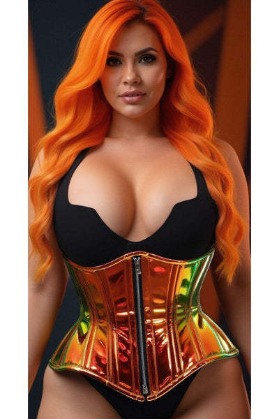 Top Drawer Sunset Holo Double Steel Boned Underbust Waist Cincher Corset - Daisy Corsets