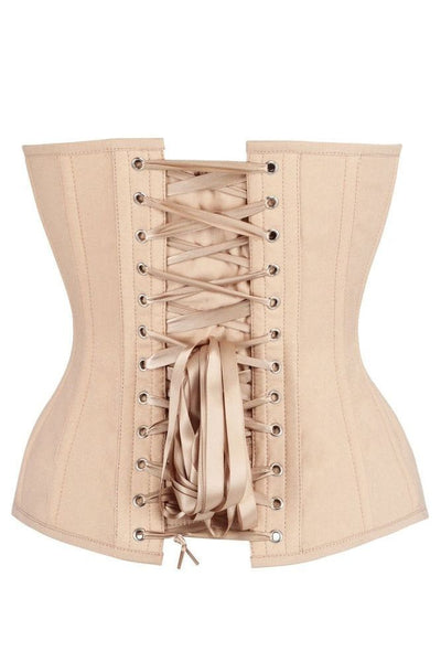 Top Drawer Tan Cotton Steel Boned Overbust Corset - Daisy Corsets