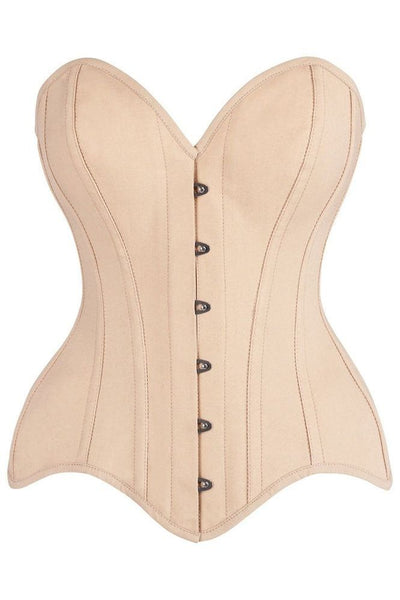 Top Drawer Tan Cotton Steel Boned Overbust Corset - Daisy Corsets