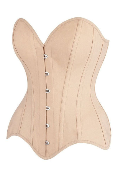 Top Drawer Tan Cotton Steel Boned Overbust Corset - Daisy Corsets