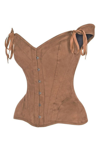 Top Drawer Tan Suede Steel Boned Corset w/Straps - Daisy Corsets