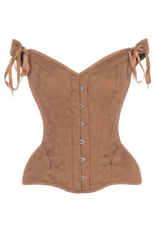 Top Drawer Tan Suede Steel Boned Corset w/Straps - Daisy Corsets