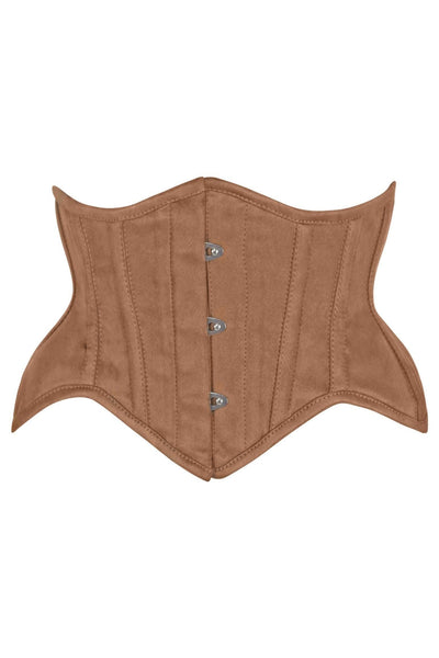Top Drawer Tan Suede Steel Boned Mini Waist Cincher Corset - Daisy Corsets