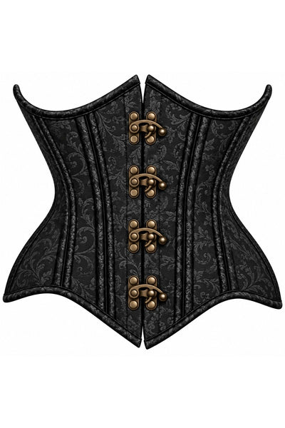 Top Drawer Top Drawer Double Steel Boned Black Brocade Curvy Underbust Corset - Daisy Corsets