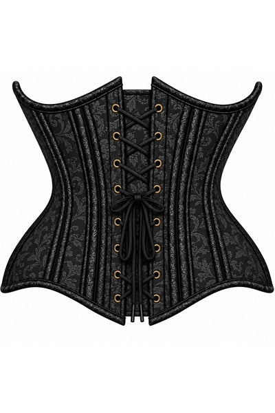 Top Drawer Top Drawer Double Steel Boned Black Brocade Curvy Underbust Corset - Daisy Corsets