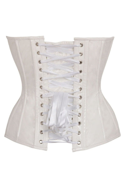 Top Drawer White Patent Leather Steel Boned Overbust Corset - Daisy Corsets