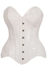 Top Drawer White Patent Leather Steel Boned Overbust Corset - Daisy Corsets