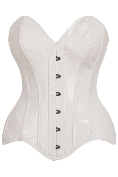 Top Drawer White Patent Leather Steel Boned Overbust Corset - Daisy Corsets